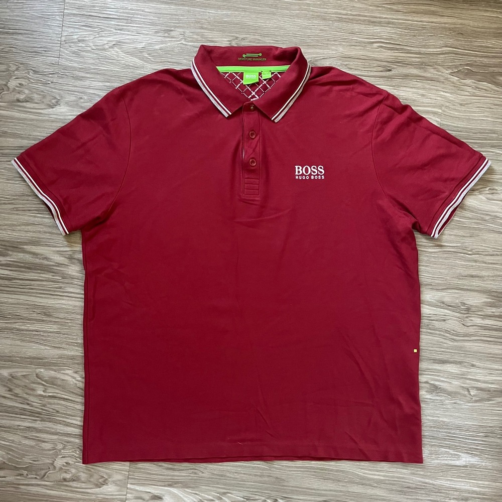 Hugo Boss Paddy Pro Polo Shirt Mens XXL Red Moisture Manager Golf Pique Logo